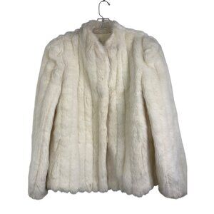M Womens Vintage White Faux Fur Coat Minclure By Casper Insulated